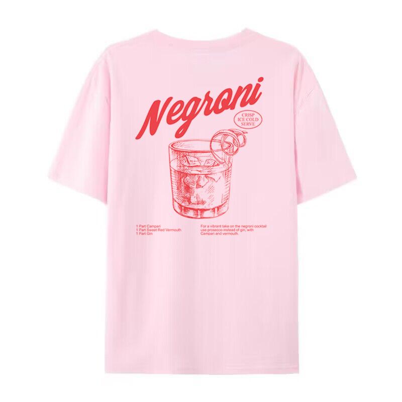 Negroni - женская принтованная футболка в стиле ретро, футболка с изображением коктейля, уличная одежда в стиле Харадзюку, графическая футболка, ретро-одежда унисекс