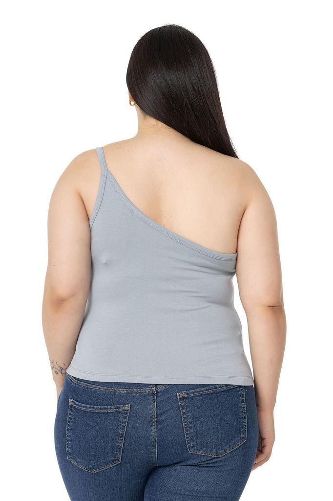 Женский стиль Боди большого размера Плюс размер на одно плечо Вискозное боди черного цвета с низким вырезом