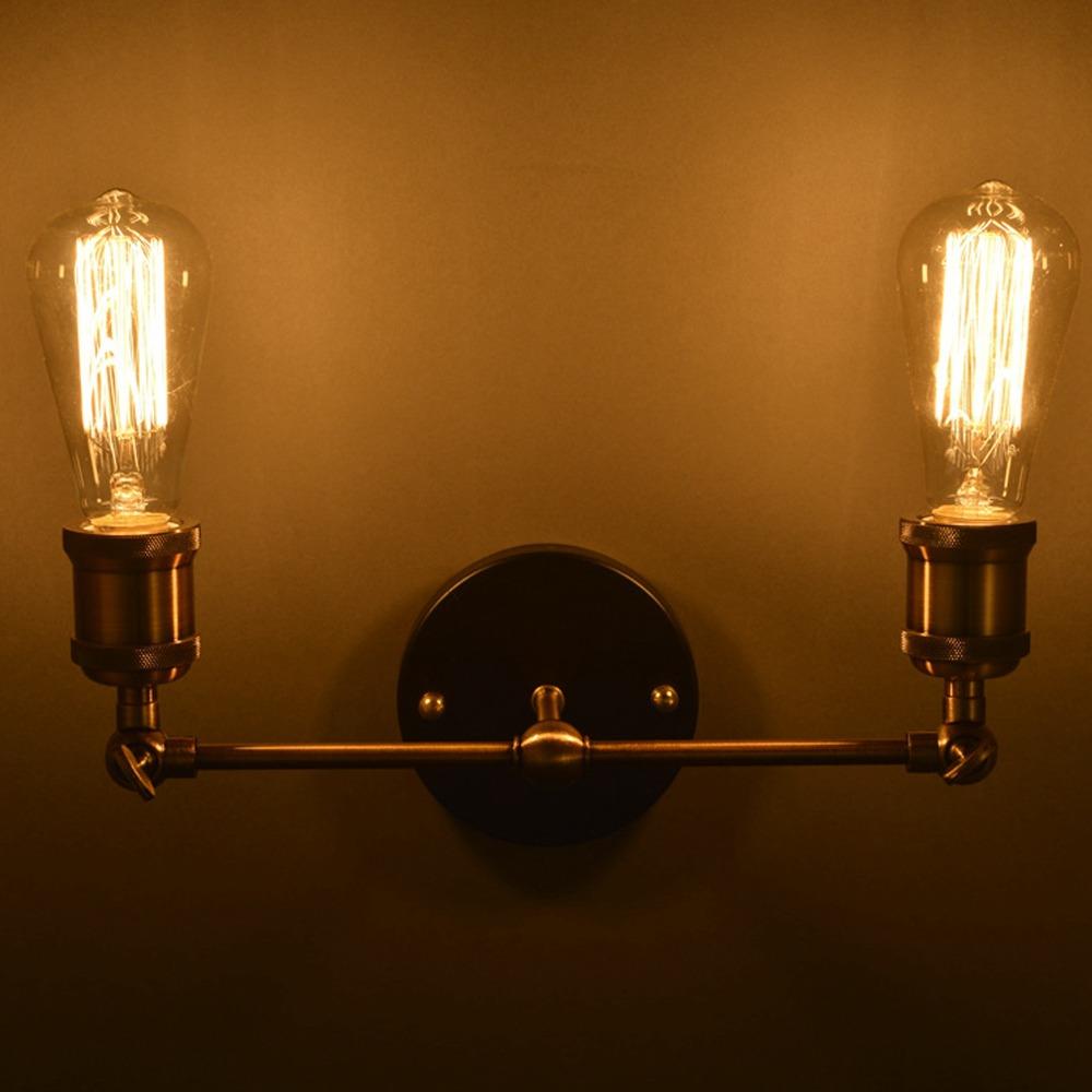 Double Heads Wall Lamp AC110-120V Wall Fixture Vintage Wall Sconce  Bedroom