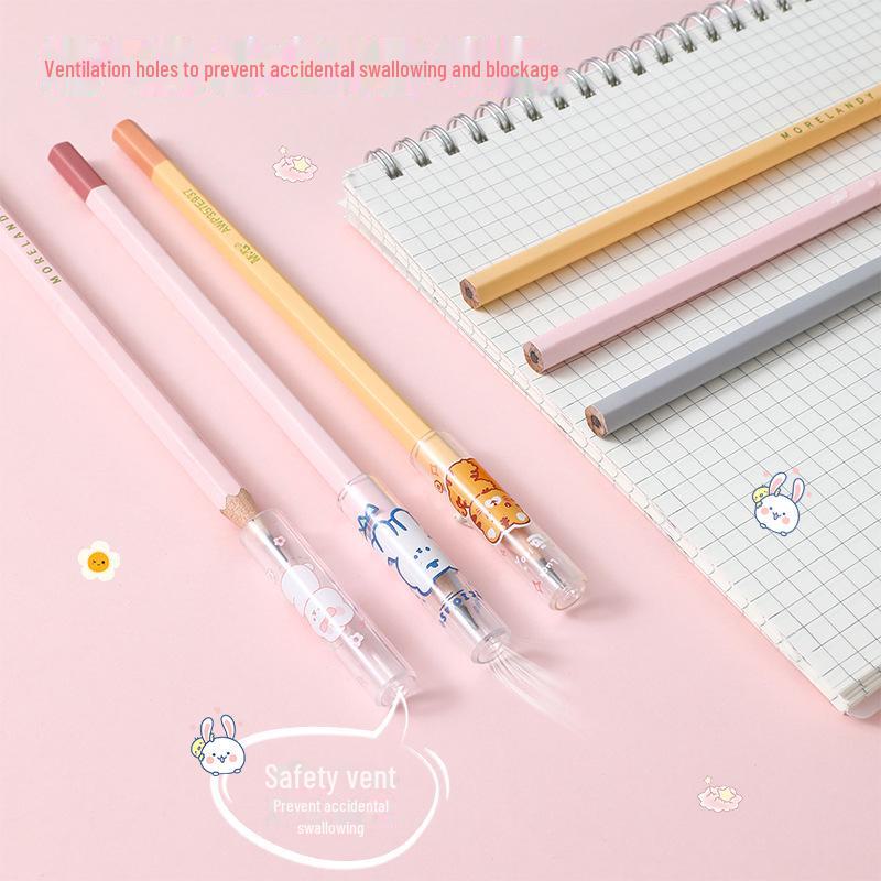 Набор детских пеналов с героями мультфильмов - 6 прозрачных пластиковых пеналов с белыми колпачками-удлинителями для ручек