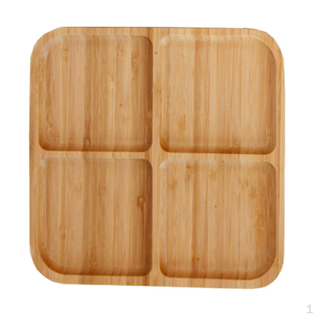 4-Compartment Bamboo Appetizer Serving Tray