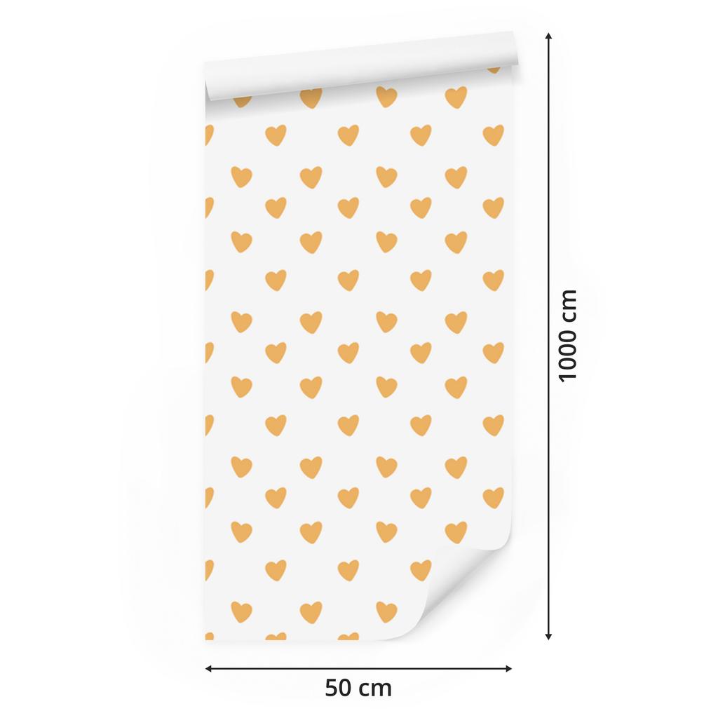 Hearts Wallpaper White and Cream 50x1000