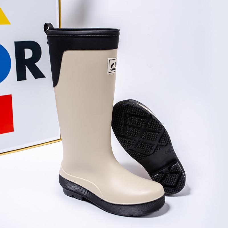 Tall Rain Shoes Women's Fashion Rain Boots Outdoor Waterproof Shoes Rubber Shoes Piled Thickened Waterproof Boots