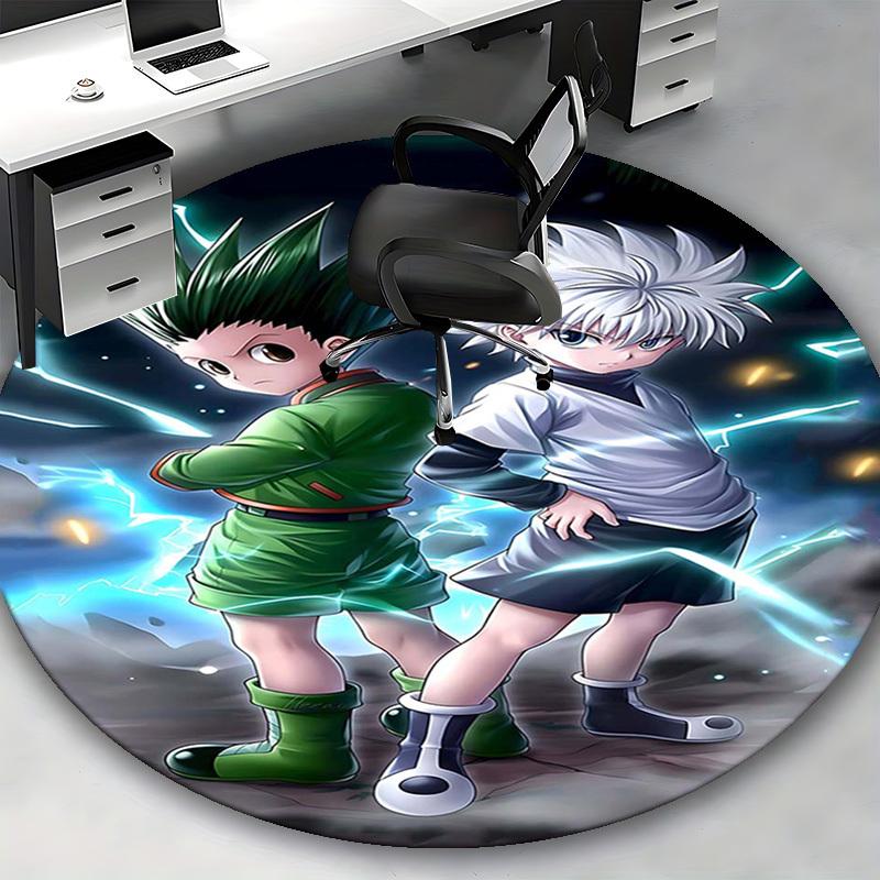1 шт. Ковер круглый Hunter x Hunter Killua & Gon - Коврик для стула с дизайном из аниме-мультфильма, нескользящий ковер для офиса, домашнего декора, гостиной