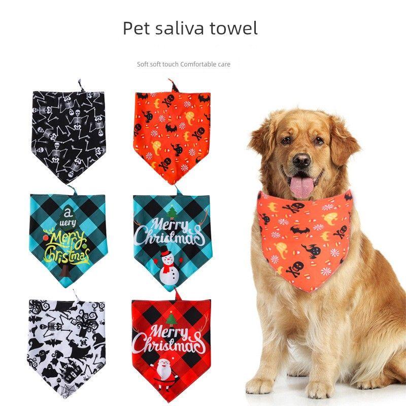 Thanksgiving Pet Supplies Dog Saliva Towel Christmas Pet Triangular Scarf Halloween Dogs and Cats Bib Bib