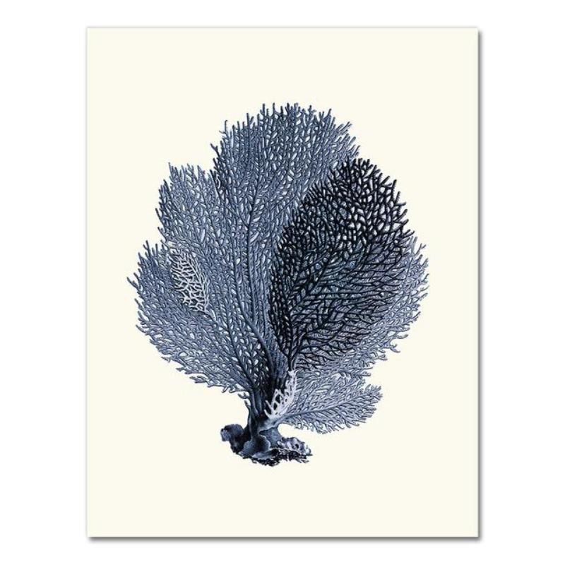 Dark Blue Coral Art Prints, Antique Wall Decorations, Vintage Marine Corals, Wall Art Prints, Canvas Painting,