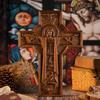 Christian Wooden Easter Catholic Cross Jesus Statue, Interior Religious Wall Decoration Baptismal Gift