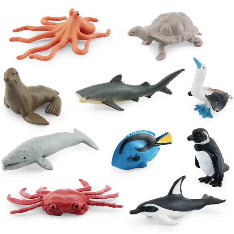 Реалистичный Набор Моделей Существ Тихого Океана ПВХ Серый Кит Акула Краб Черепаха