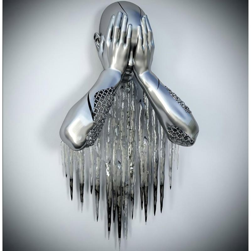 Золотая металлическая фигура статуя обнимает художественный постер, украшение дома, высокое разрешение, покраска распылением, безрамная основа для холста