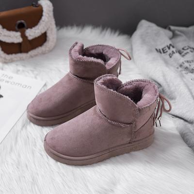 Haoyang женские зимние ботинки короткие 2025 зимние короткие ботинки на шнуровке хлопковая обувь флисовые короткие ботинки тренд низкий каблук флис толще