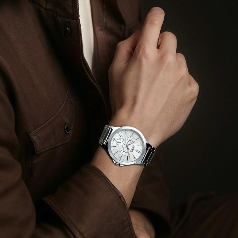 Casio STANDARD серия водонепроницаемый кварцевый механизм стальной ремешок японские и корейские часы мужские часы серебристый циферблат MTP-V300D-7A