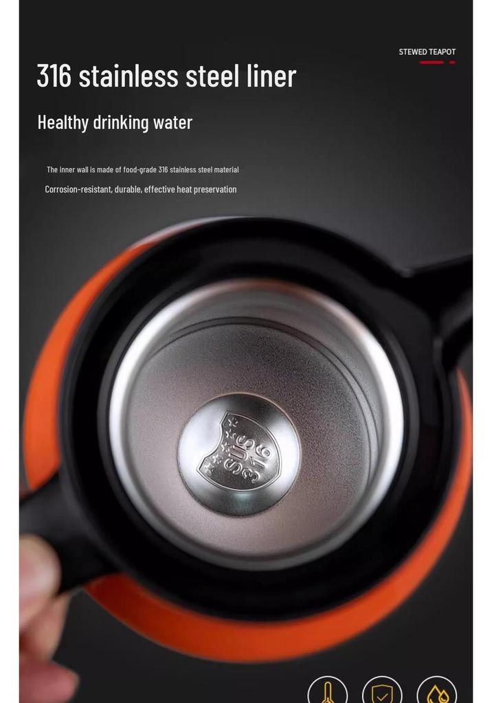 Large Capacity Insulated Stainless Steel Tea Infuser Kettle with Health-Supporting Stewing Pot