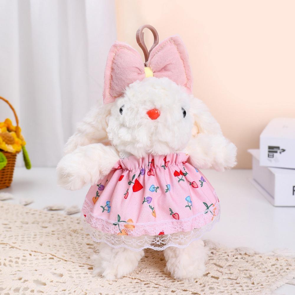 Rabbit Doll Drooping Ear Rabbit Pendant Bowknot Car Key Ring Plush Rabbit Keychain Small Gifts