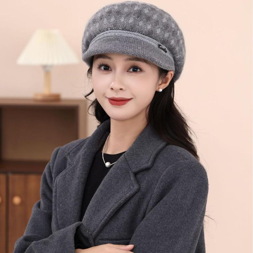Элегантная теплая шерстяная кепка газетчика: Вязаная шапка в стиле ретро, удобная и универсальная, для пожилых мужчин и женщин