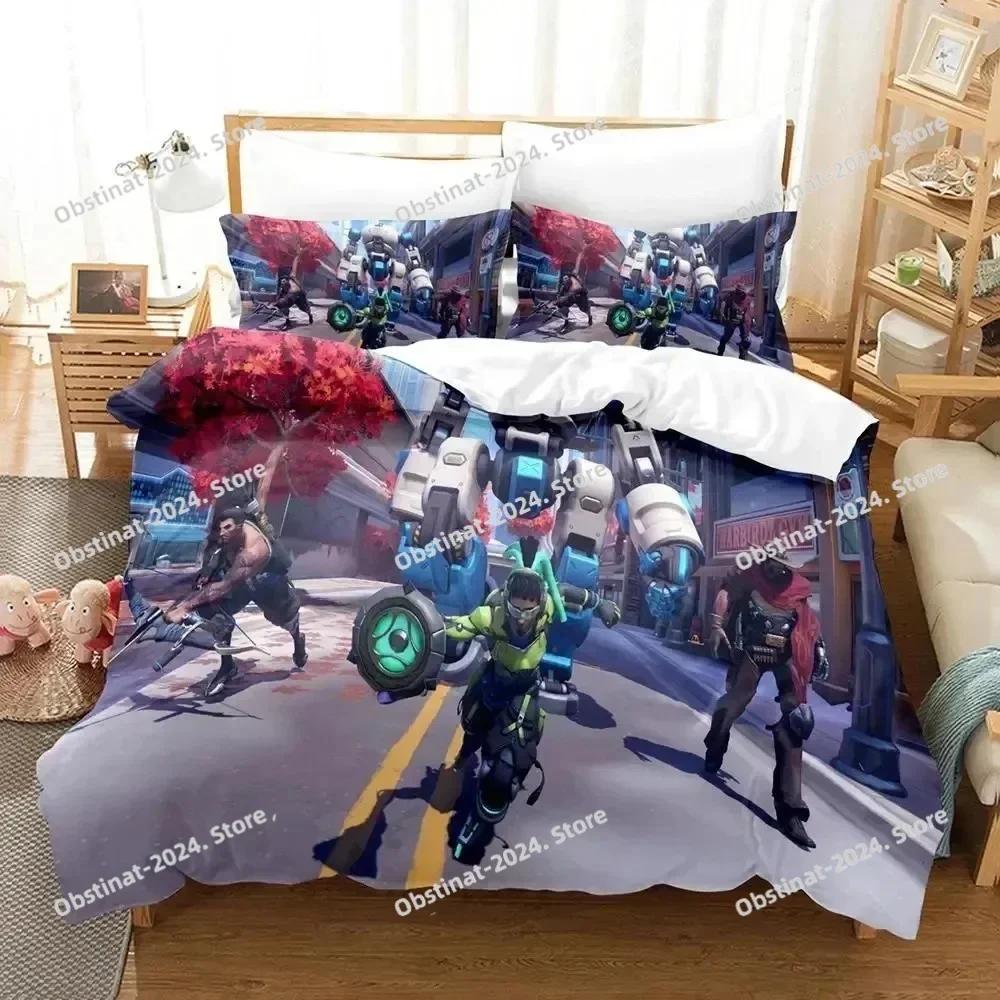 Игровое постельное белье Overwatch с принтом Пододеяльник Наволочка Комплект постельного белья Простыня Покрывало для одеяла Размеры: Полный, Queen, King
