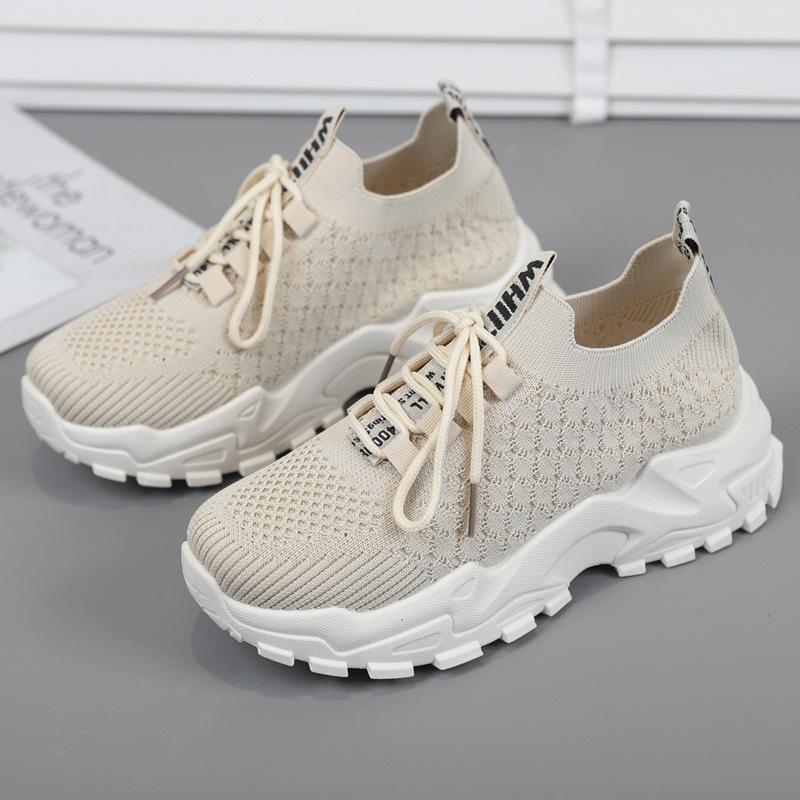 Spring and Autumn Women's Thick-soled Breathable Sports Shoes, Youth Trend Female Student Shoes, New Korean Version of Female Trendy Shoes
