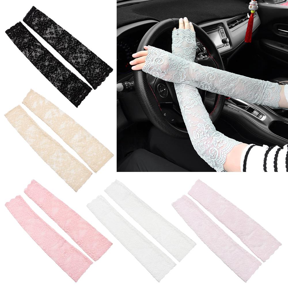 Classic Lace Summer Sunscreen Ice Arm Cuffs Fingerless Driving Gloves Arm Cover Arm Sleeve Mittens