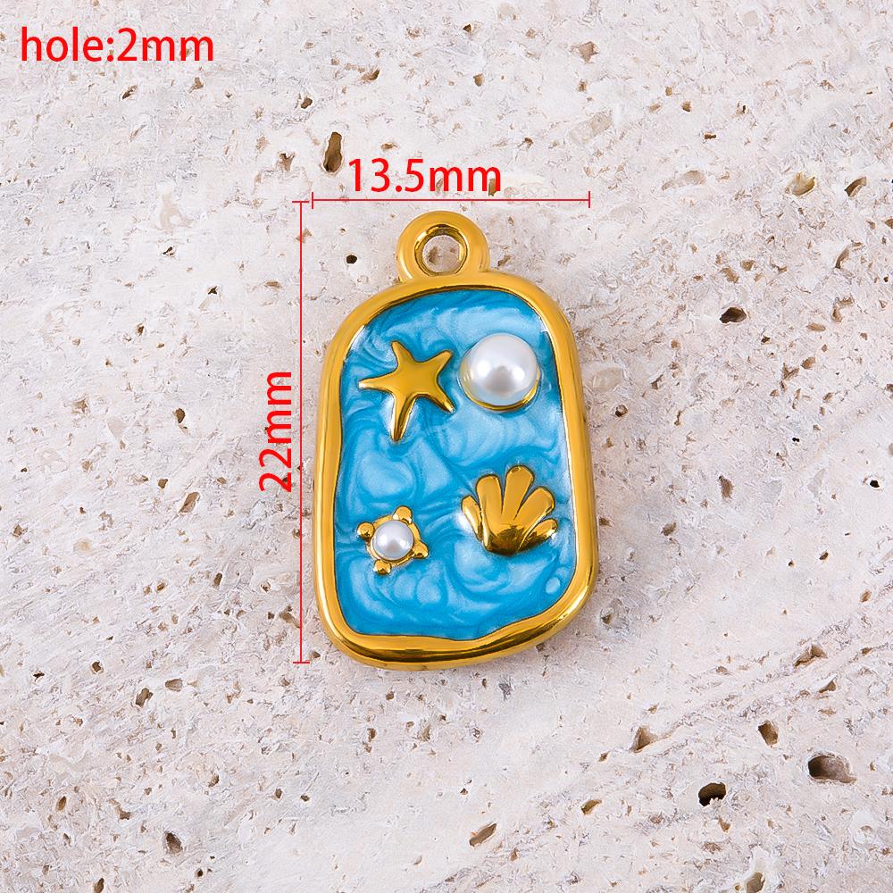 2pcs Stainless Steel Retro Ocean Turtle Octopus Crab Shell Star Pendant Necklace Earring Flower Charm Jewelry Making Craft Gift