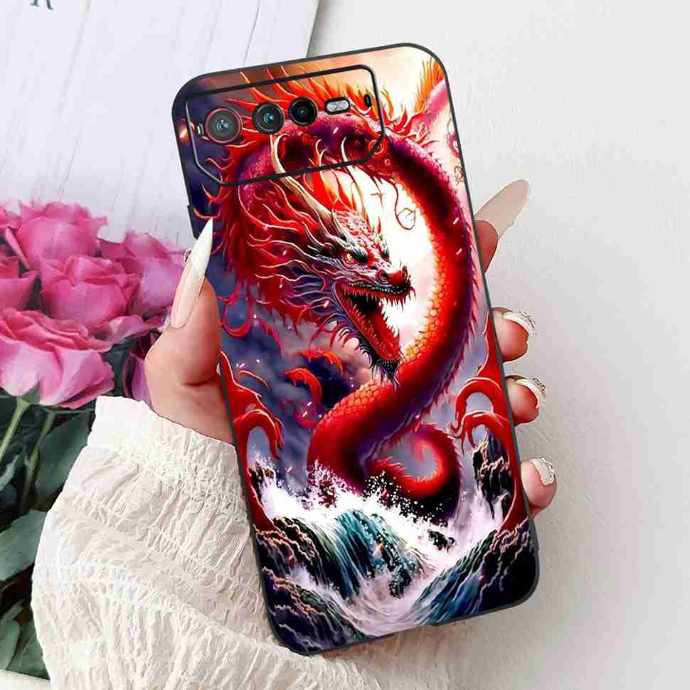 For Asus ROG Phone 6 6.78" Case Dragon Cartoon Rabbit Soft Silicone TPU Black Cover For Asus ROG 6 AI2201_C Bumper Phone Shell