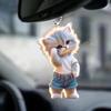 Cat Acrylic Playful Car Hanging Charm Perfect For Home Decoration And Backpack Use