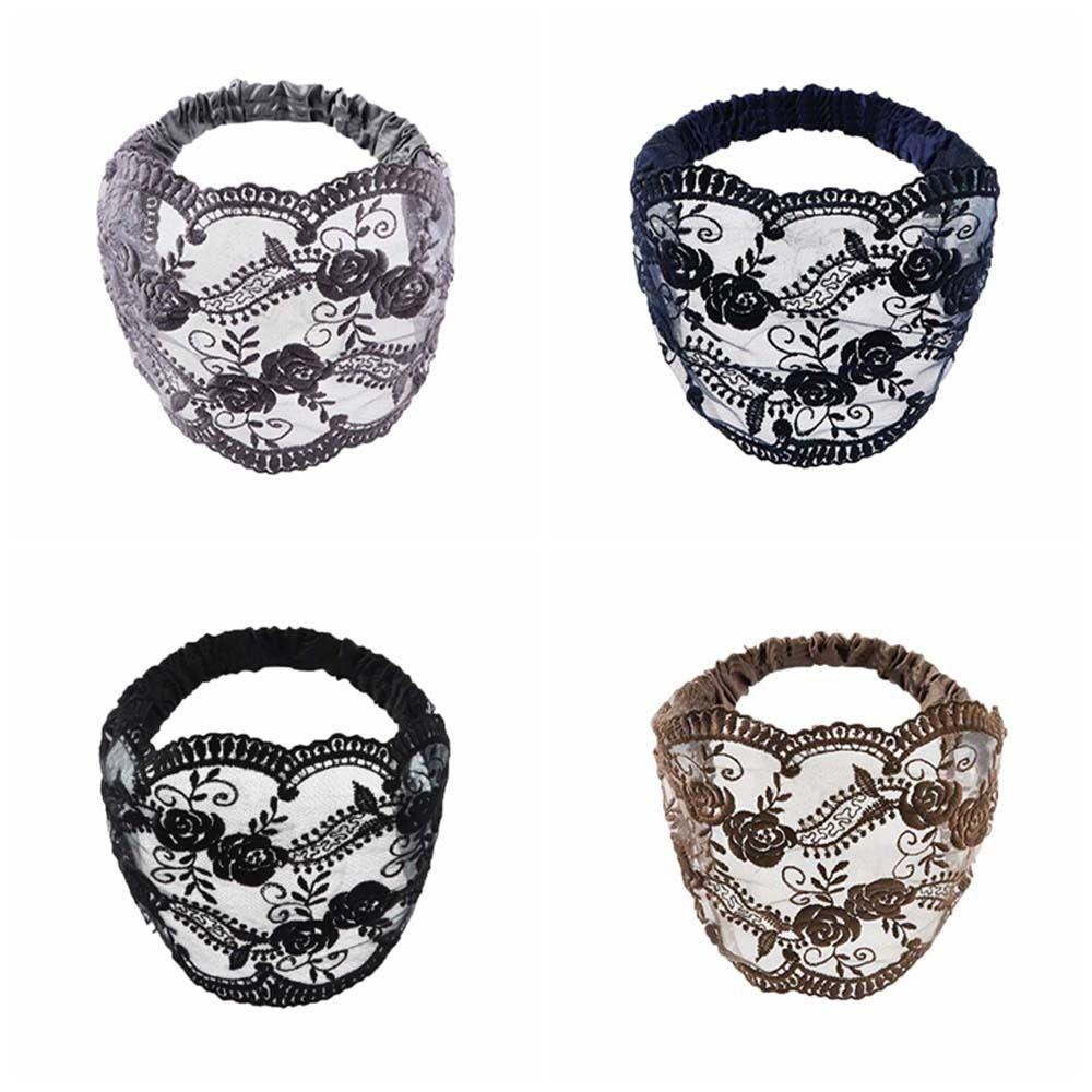 Non Slip Mesh Hollow Hairbands Transparent Wide Side Head Wrap Sweet Lace Flower Headband  Party