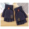 Soft Knitted Imitation Cashmere Thicken Half Finger Gloves Fingerless Gloves Flip Mittens