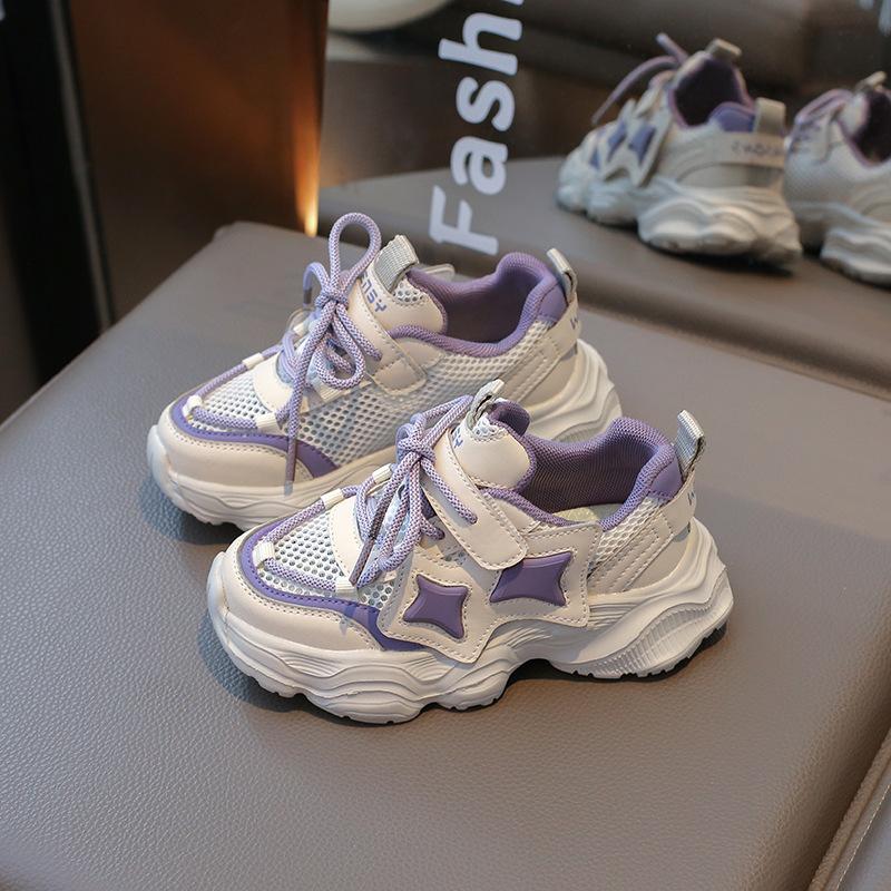 New Children's Sneakers Spring Autumn Mesh Sports Shoes for Girls Fashion Causal Kids School Chunky Basketball Shoes Non-slip