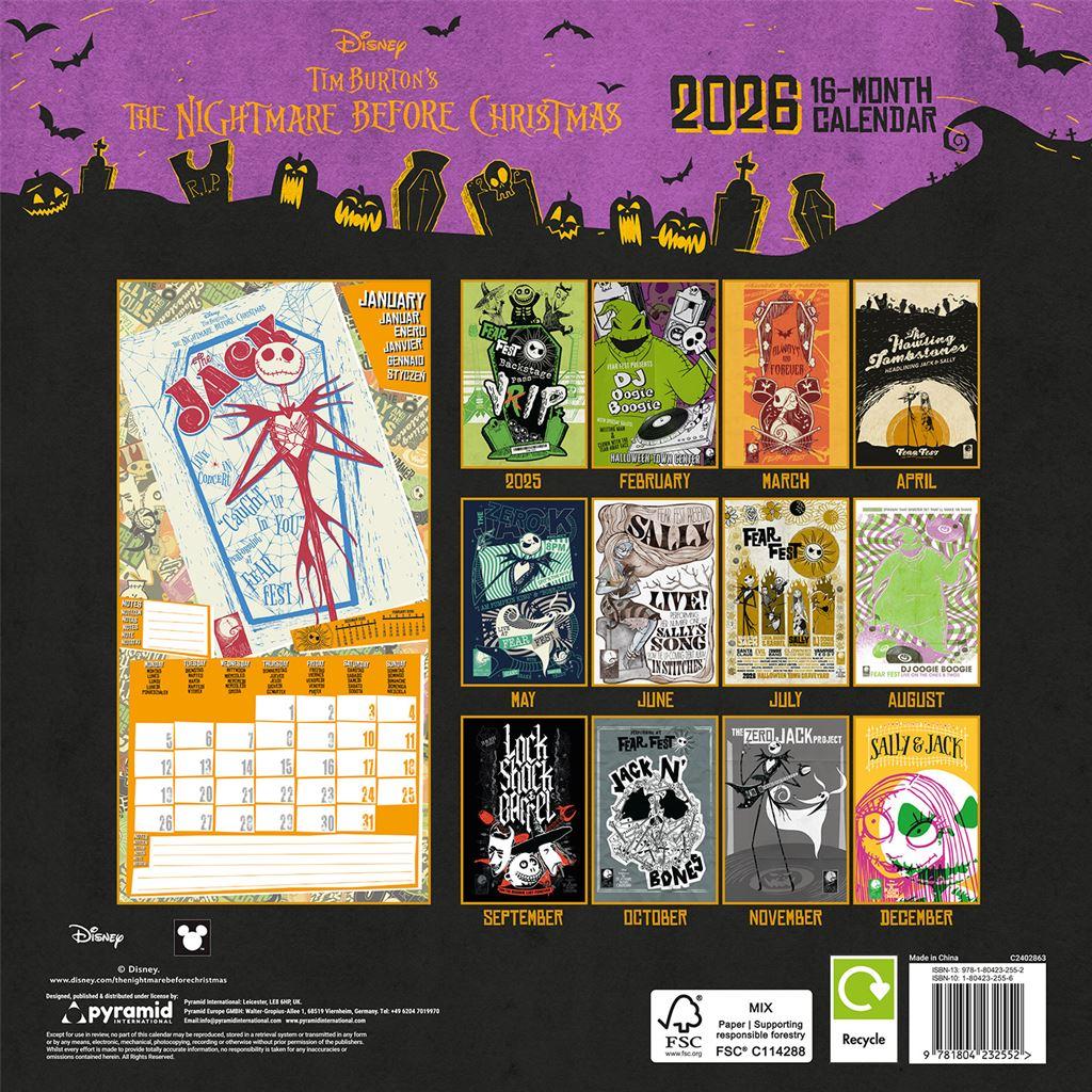 Nightmare Before Christmas Fear Fest 2026 Square Calendar