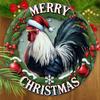 Величественный Петух Деревянный Рождественский Знак, Круглый Знак «Счастливого Рождества» для Декора на Входную Дверь или Стену, Идеальный Рождественский Подарок