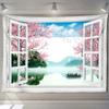 Imitation Window Flower Forest Landscape Painting Tapestry Wall Hanging Bohemian Style Psychedelic Mandala Home Decoration