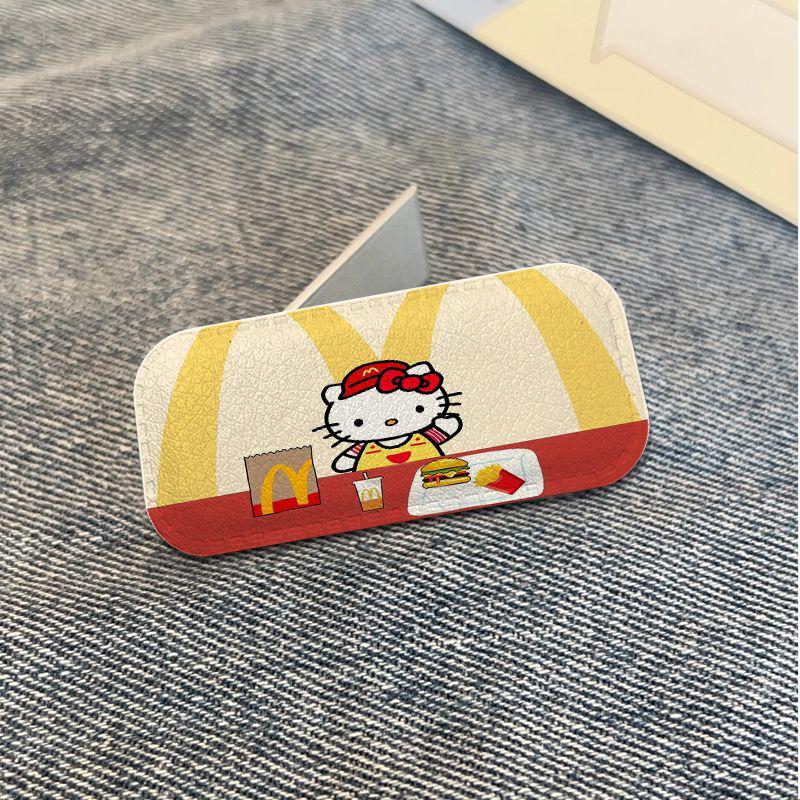 Hello Kitty Portable Folding Stand - Mini Metal Leather Sticker for Students and Women