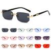 UV400 Protection Rimless Rectangle Sunglasses Y2K Eyewear Frameless Sun Glasses for Women & Men