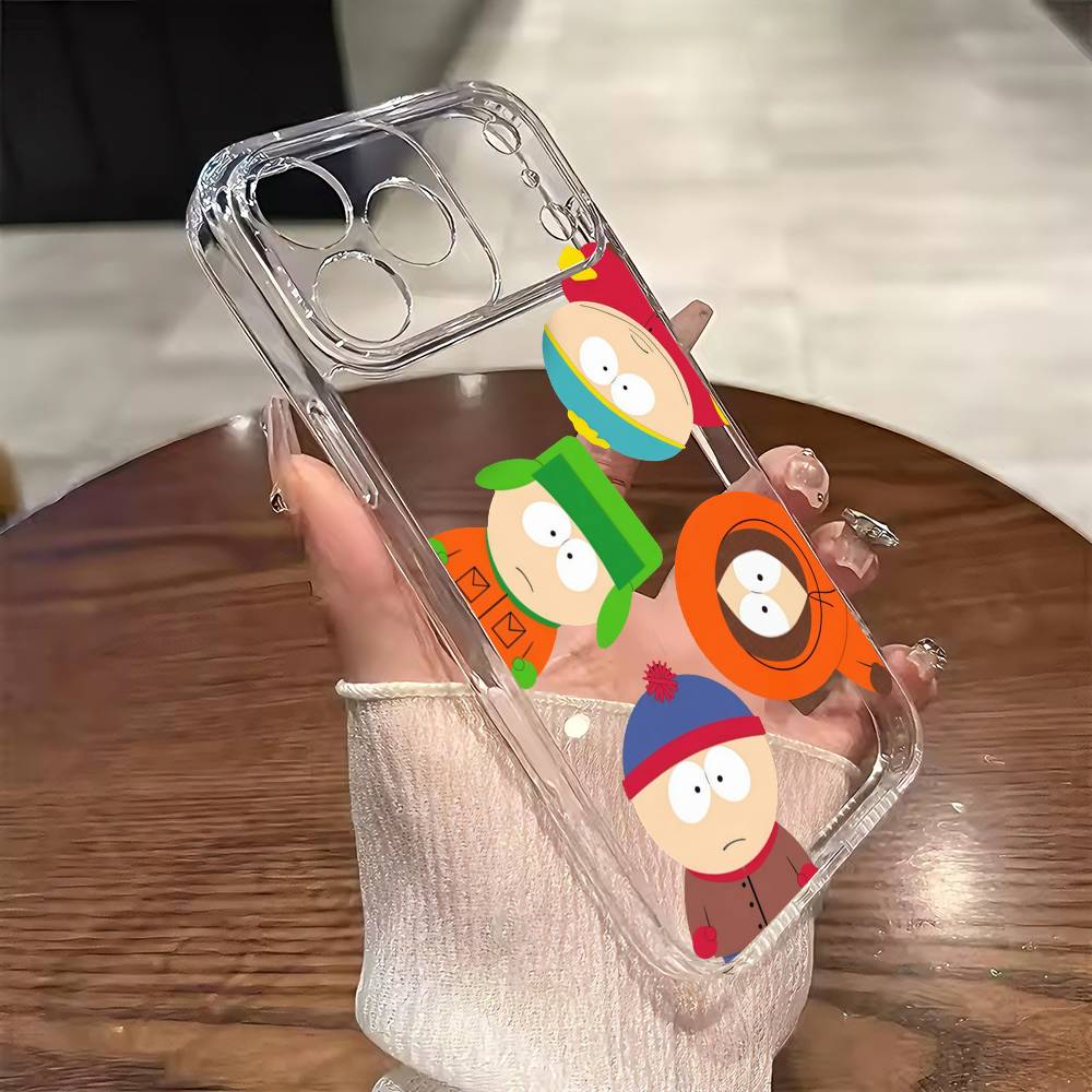 S-South P-Park Phone Case For iPhone 17 16 15 14 13 12 11 Mini Pro Max Plus Transparent Cover
