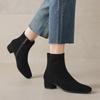 Krazing Pot Cow Suede Winter Med Heels Chelsea Boots Square Toe Women Zipper Size 43 Ankle Boots