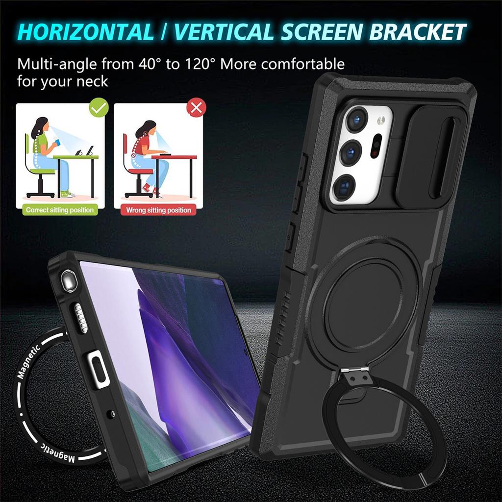 Magnetic Ring Samsung Phone Case For Samsung Galaxy S24 S23 S22 S21 Plus PLUG Ultra Magnetic Ring Camera Lens Stand Push Pull Camera Protect Cover