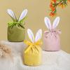 Easter Candy Bag Super Soft Bunny Ears Design Fine Texture Non-Fading Resistant Decorative Cloth Easter Rabbit Candy Storage Bag