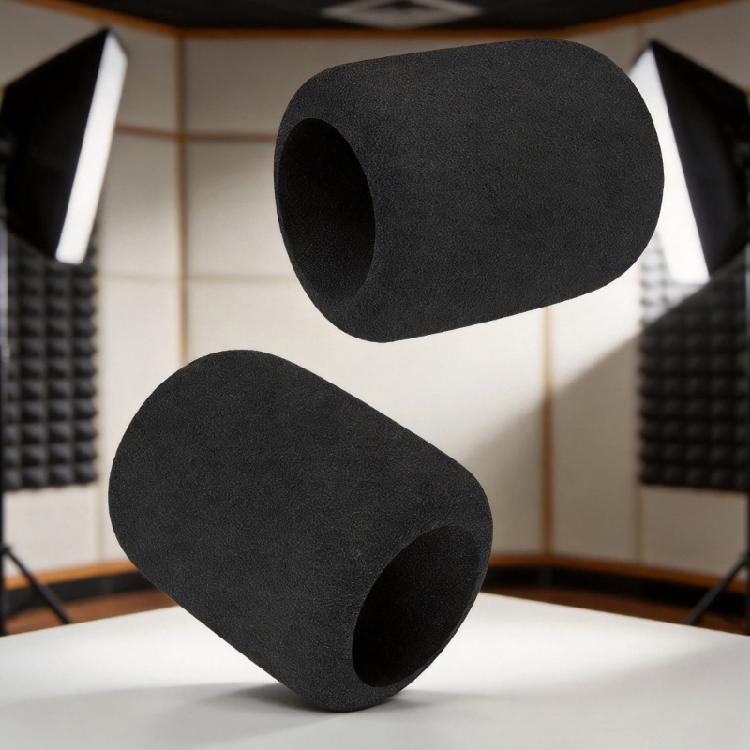 Black Windscreen Head Cover 2Pack, Recording Cover Pair for ATH /AT2050/AT4040 Condenser Voice Use, Breath Noise Control for Commentary and Streaming