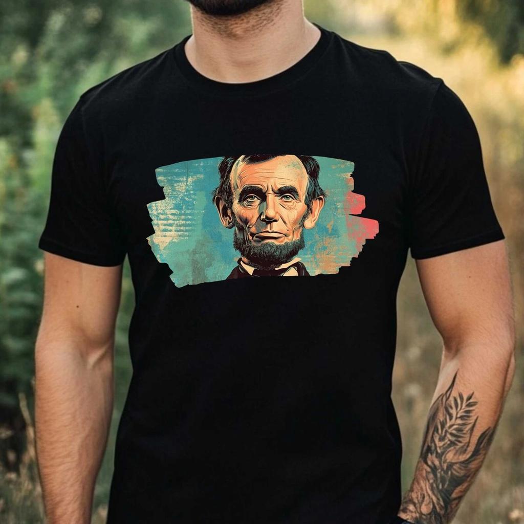T-Shirt Herren Abraham Lincoln Motiv Baumwolle Größe XS bis 5XL