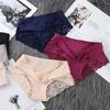 Lady Underpants Mid Waist Lace Trim Butt-covered Seamless Solid Color Elastic Panties Comfort Daily Sport Briefs
