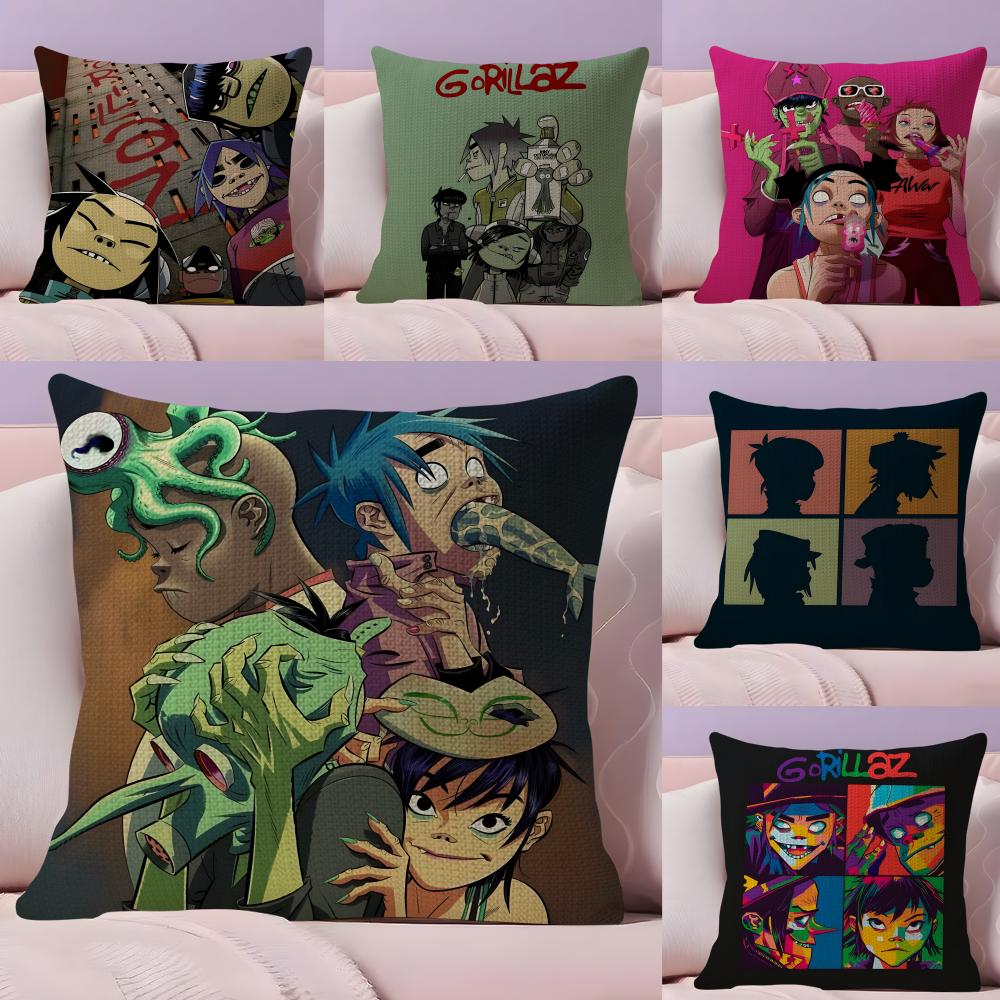 GGorillaz Band Cushion Cover Natural Linen Pillow Case DoubleSided Print Decorative Sofa Pillowcase Home Decor Gift