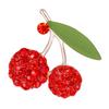 Women's Gorgeous Cute Red Rhinestone Cherry Leaf Fruit Brooch Pin Accessory