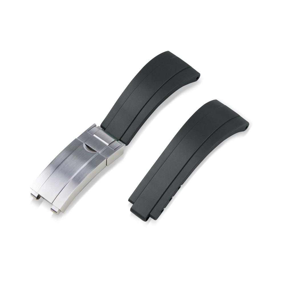Rubber Watch Strap for Rolex Yacht Daytona Submarine Black Green Water Ghost Stainless Steel Folding Buckle Wristband Belt 20mm