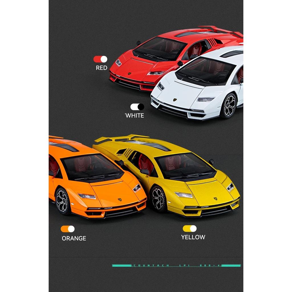 1/24 Lambos Countach LPI800-4 Суперкар Сплав Модель Литая Звук Супер Гоночный Поднимающийся Хвост Горячая Машина Колеса Подарки
