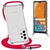 Protective Case - BOOLING - for Samsung Galaxy A23 5G - Flexible - Shockproof - Transparent with Red Cord