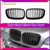 New Look Car Grille Grill Front Kidney Glossy 2 Line Double Slat For BMW X5 E70 2007-2013 X6 E71 E72 2008-2014 Car Accessories