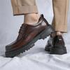 Round Toe Men's Thick Soled Leather Shoes Fashionable British Style Wedding Party Outdoor Leisure Business Elevated Leathe Shoes