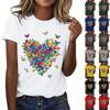 Женская повседневная футболка с короткими рукавами и круглым вырезом с цветочным принтом Топ