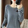 Autumn Spring O-neck Strip Women Sweater Curled Pullover Casual Knit Clothing Fashion Soft Bottoming Sweater Tops