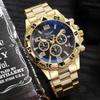 Золотые мужские деловые часы, наручные часы с браслетом из нержавеющей стали, модные мужские кварцевые часы, мужской подарок