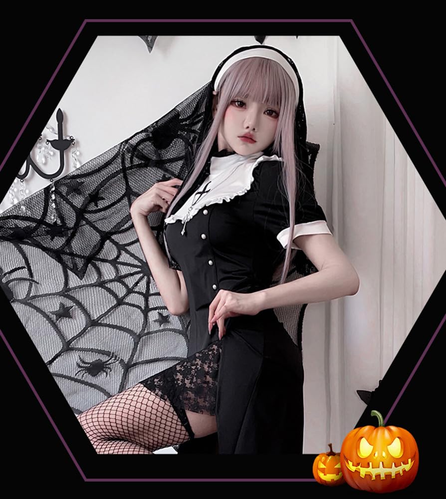Костюм для сестры-сестры «Сексуальная монахиня на Хэллоуин» [Cedar Eight], Костюм, Косплей, 3 предмета (L)